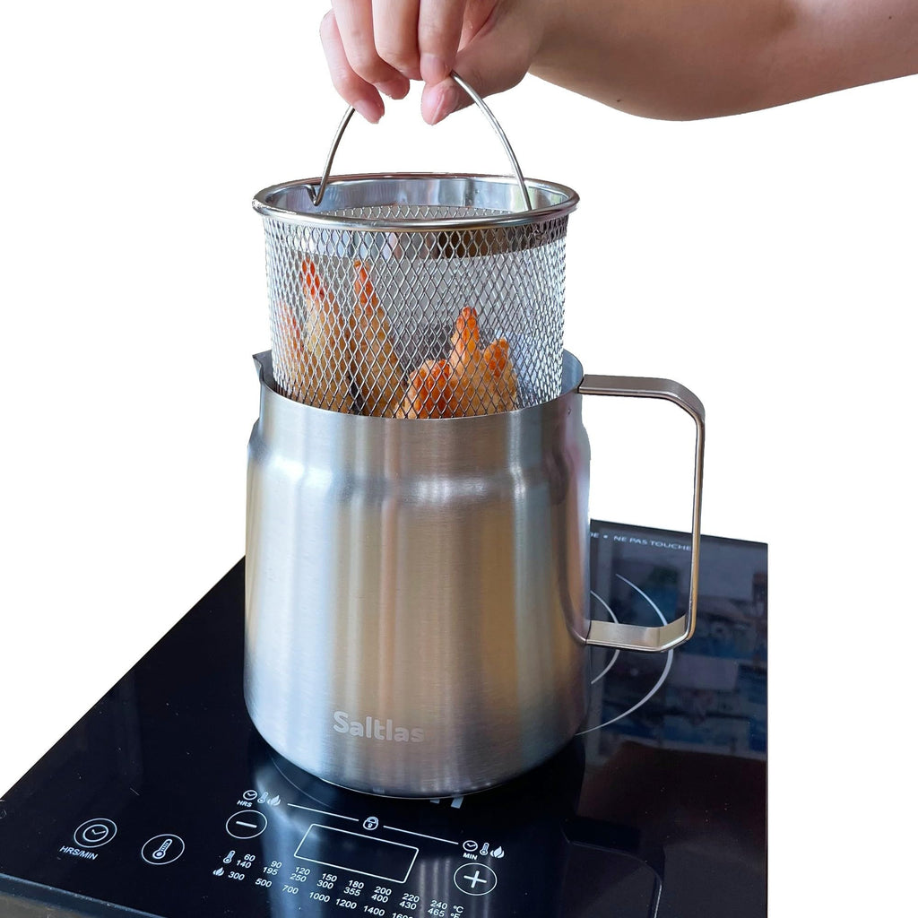 304 Stainless Steel Deep Fryer Pot with Basket and Oil Strainer, 2L F96817