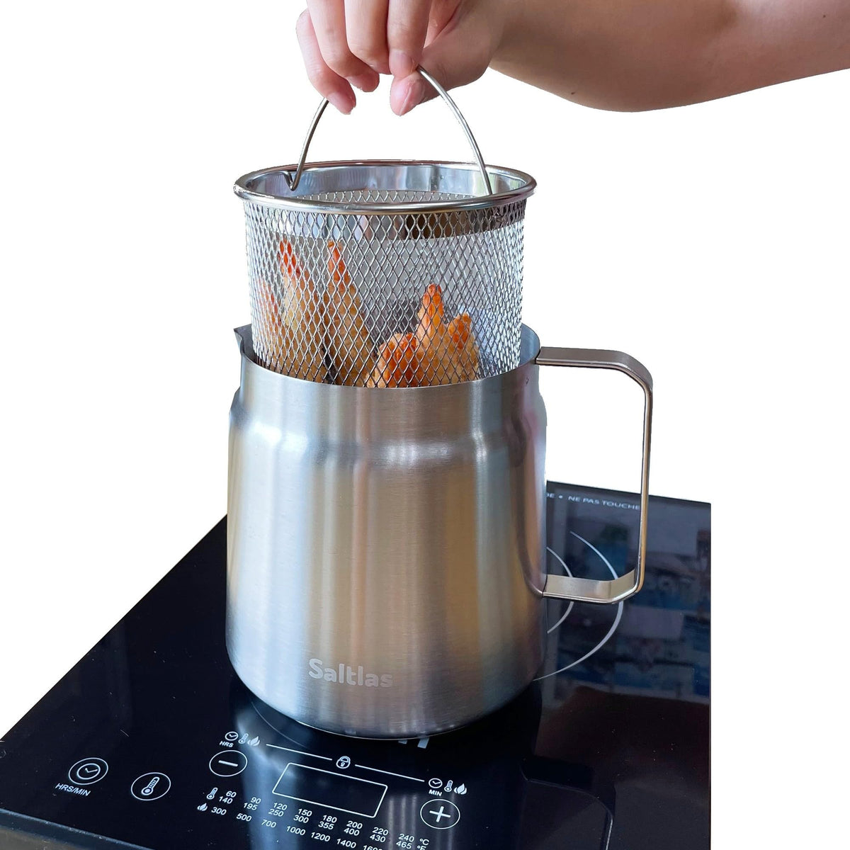 304 Stainless Steel Deep Fryer Pot with Basket and Oil Strainer, 2L F96817