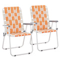 Folding Webbed Chair Set of 2 Steel Frame 300lbs Capacity S906142