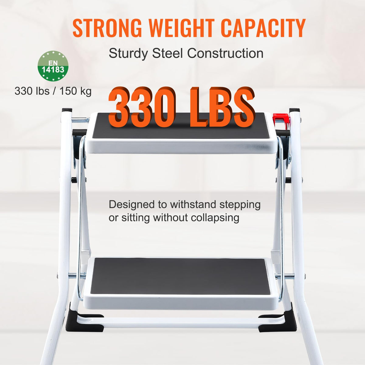 2-Step 330lbs Capacity Folding Steel Step Stool R991