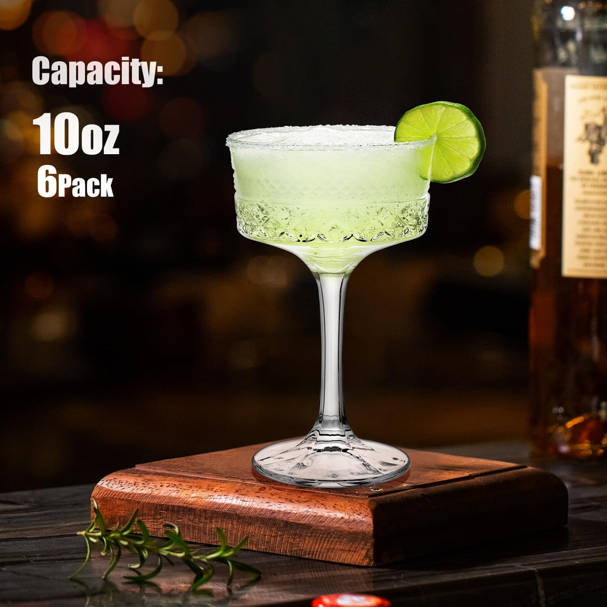 6 Pcs 10 oz Ribbed Coupe Cocktail Glasses Set V6390