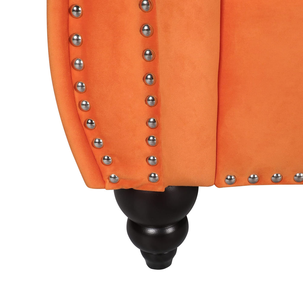 Orange Velvet 3 Pieces Sofa Set P409