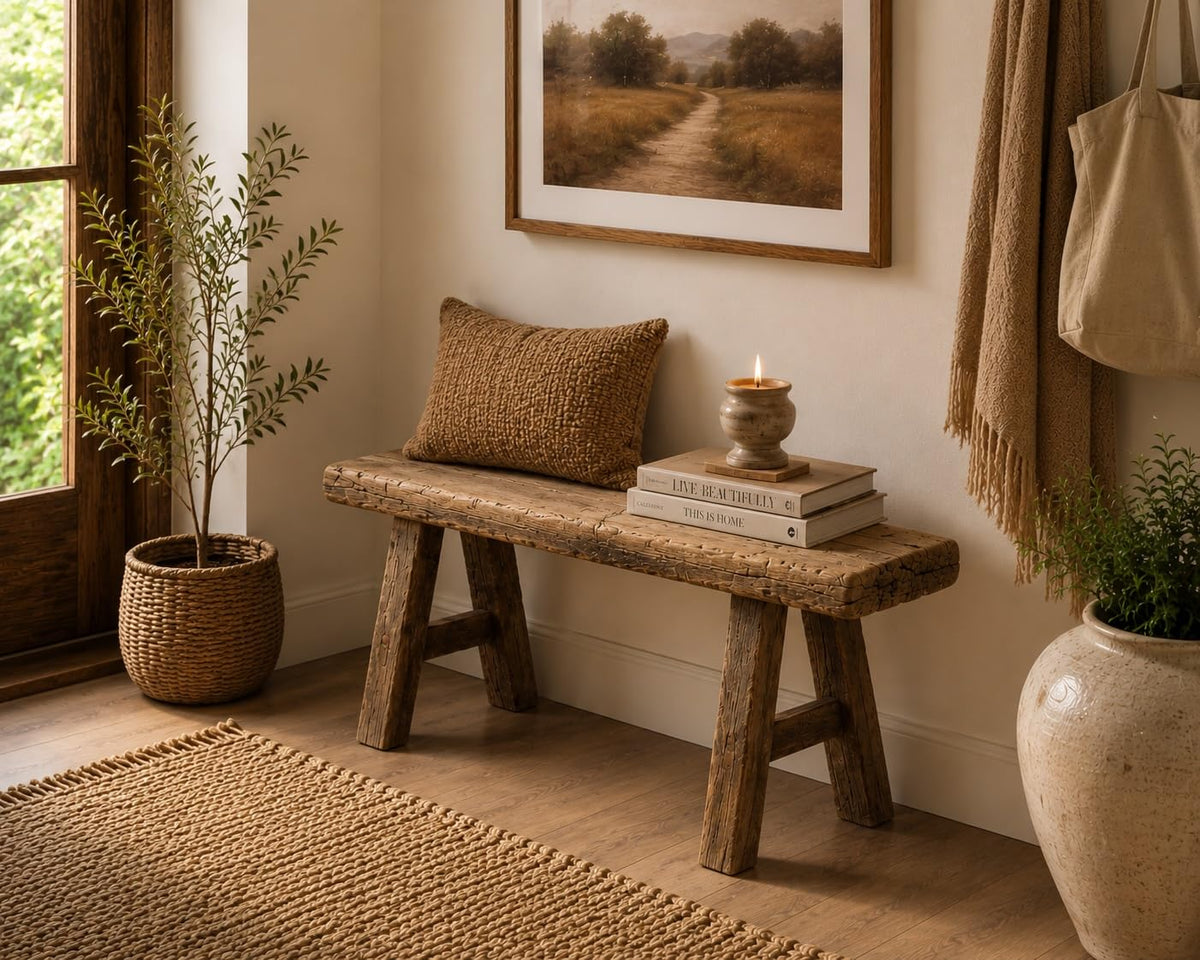 Handmade Wooden Entryway Bench R80994