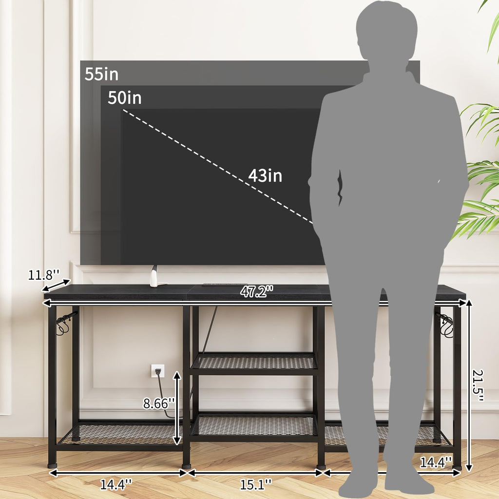 Black TV Stand with Outlets C46295