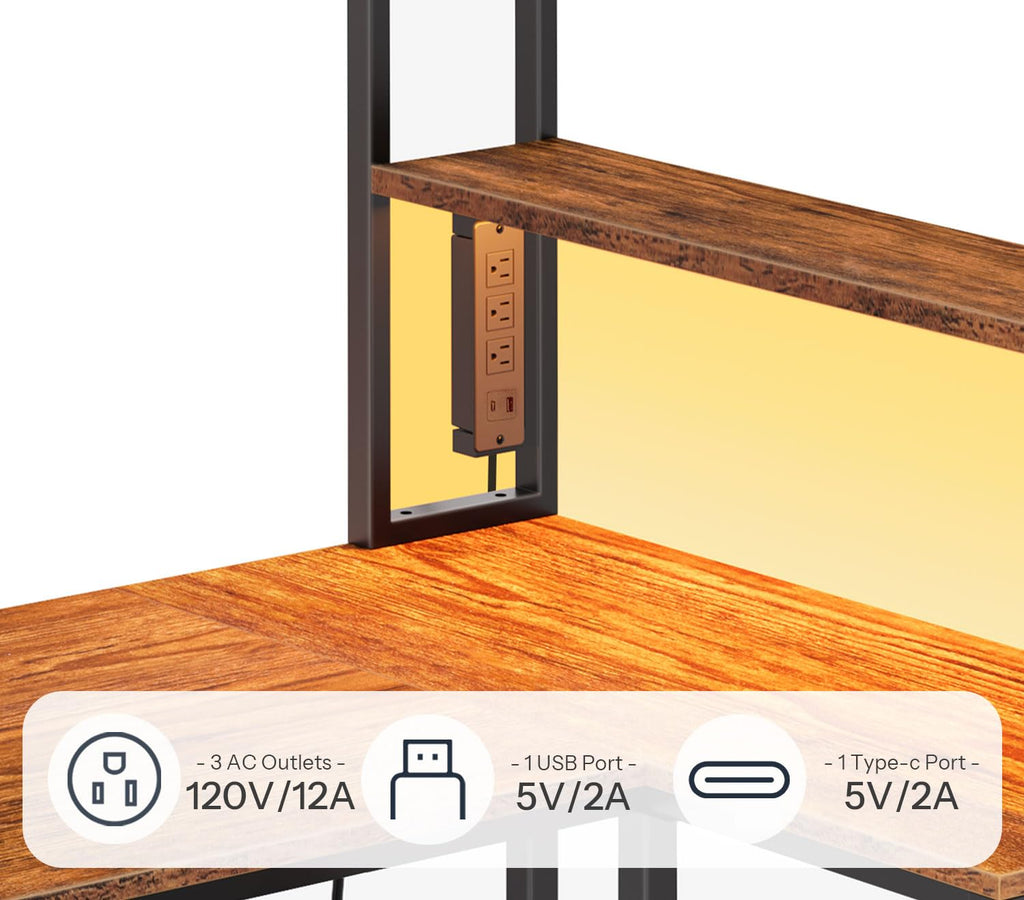 46 Inch Reversible Computer Desk with LED Light & Power Outlet X36469