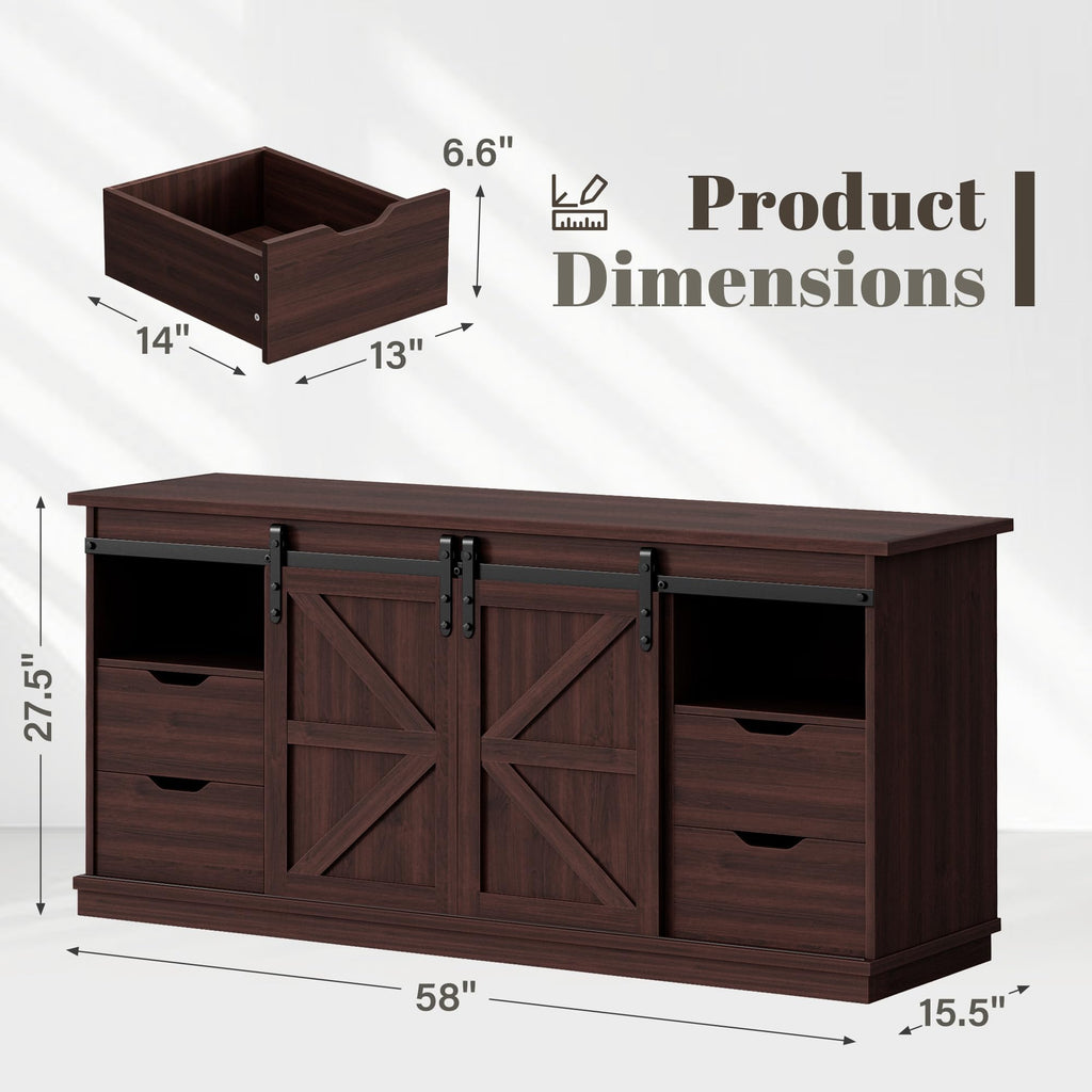 58" 4 Drawers Espresso TV Stand R86644