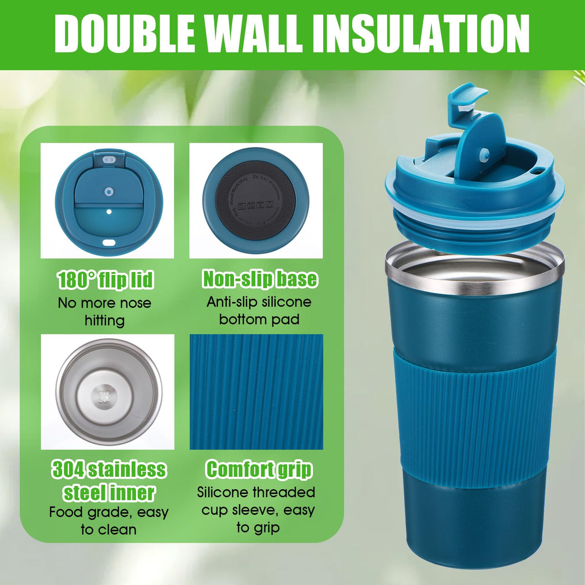 4 Pack 17oz Stainless Steel Insulated Coffee Mug with Lid V407