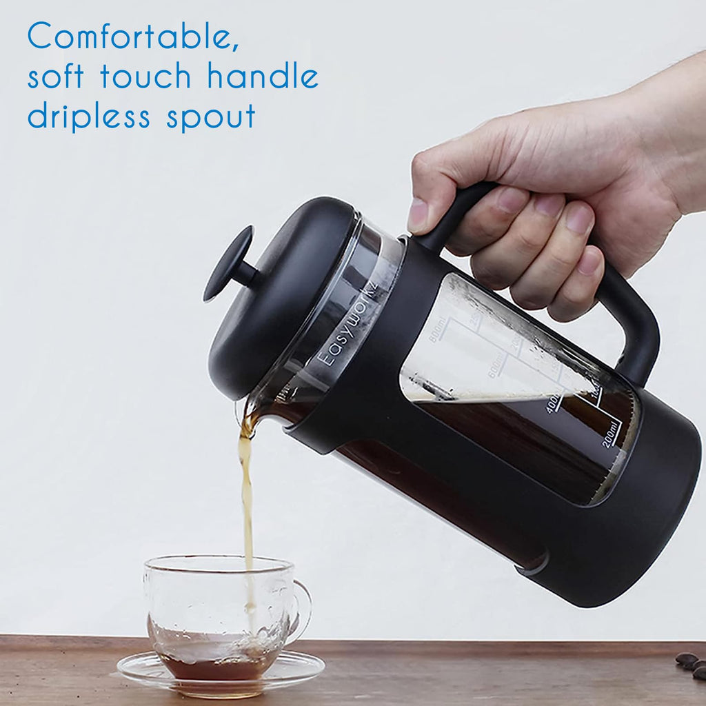 French Press 34 oz Stainless Steel Espresso Cups 5 oz Set of 2 Y7686