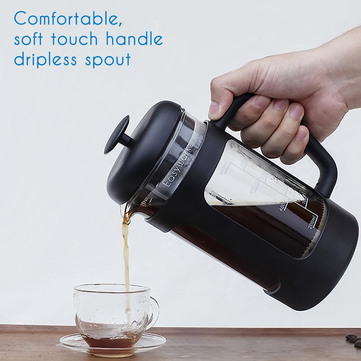 French Press 34 oz Stainless Steel Espresso Cups 5 oz Set of 2 Y7686