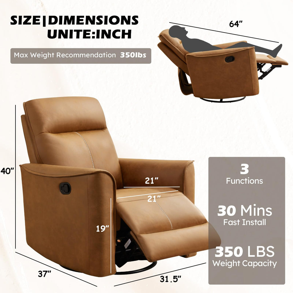 Manual Swivel Rocker Recliner Faux Leather L83282