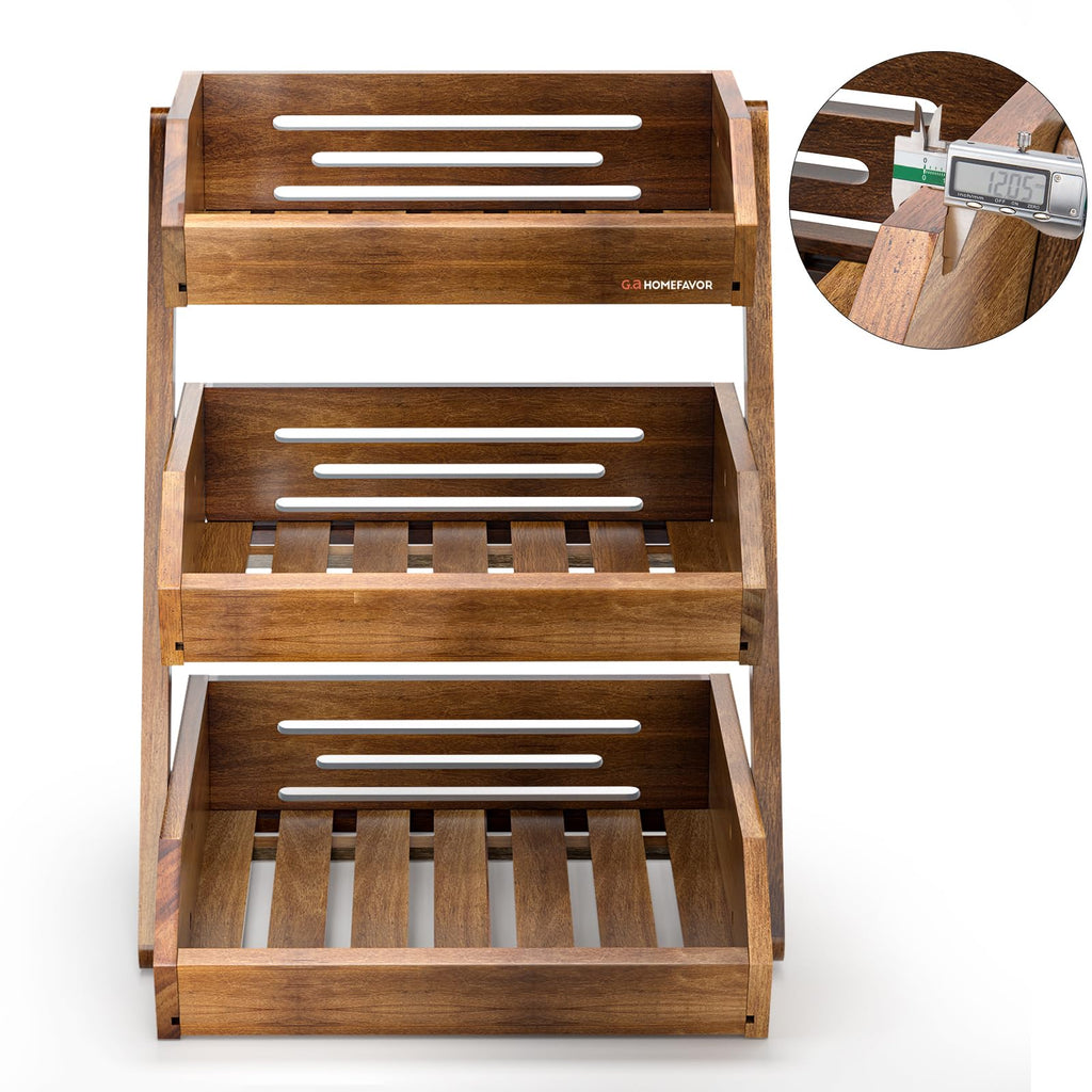 3-Tier Acacia Wood Fruit Basket X644979