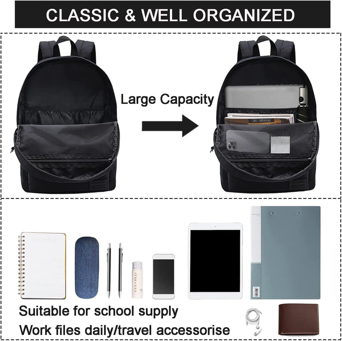Black Laptop Backpack X64403
