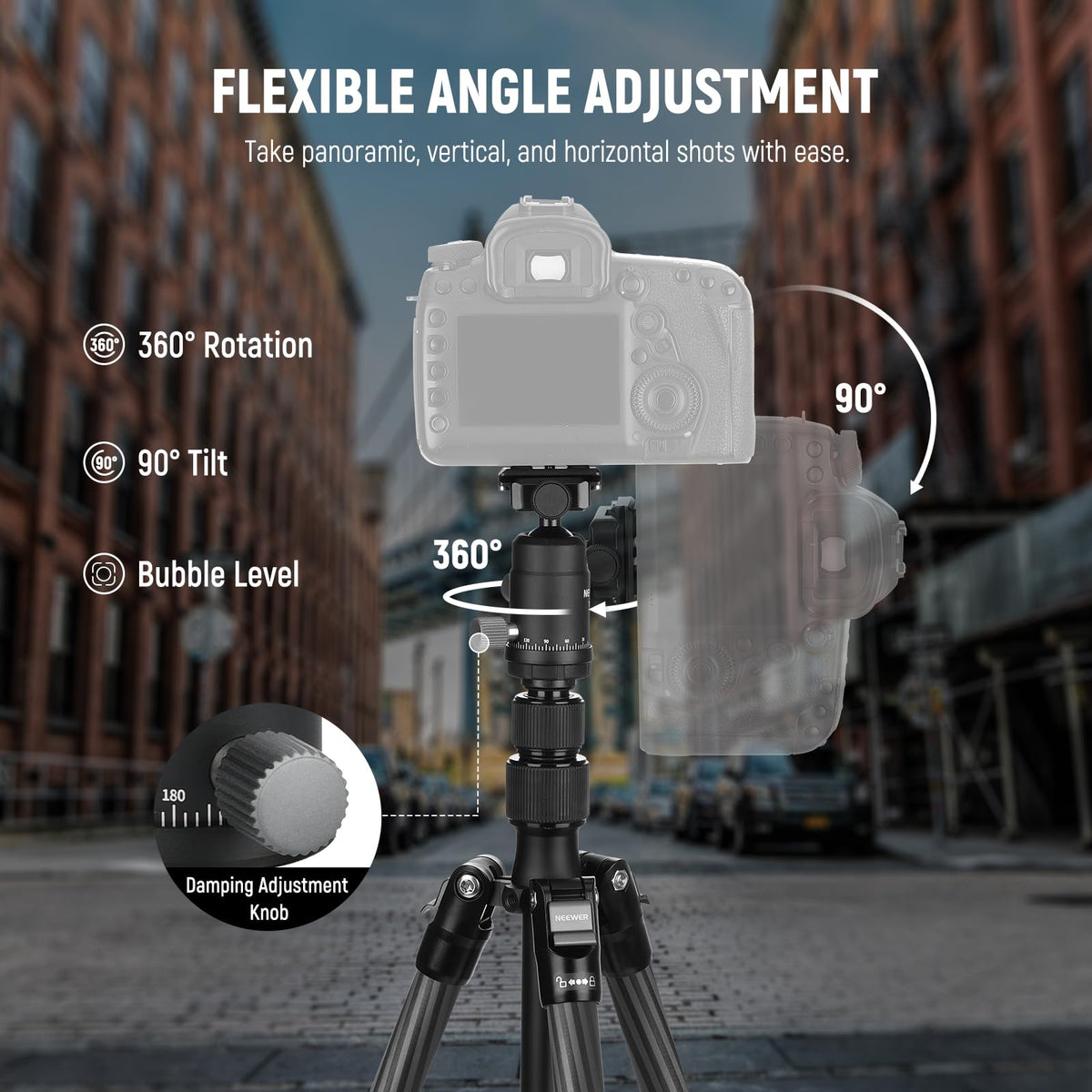 Carbon Fiber Camera Tripod Monopod 65" Lightweight Compact Travel DSLR Video Stand 360° Ball Head 13.2 lbs V452025