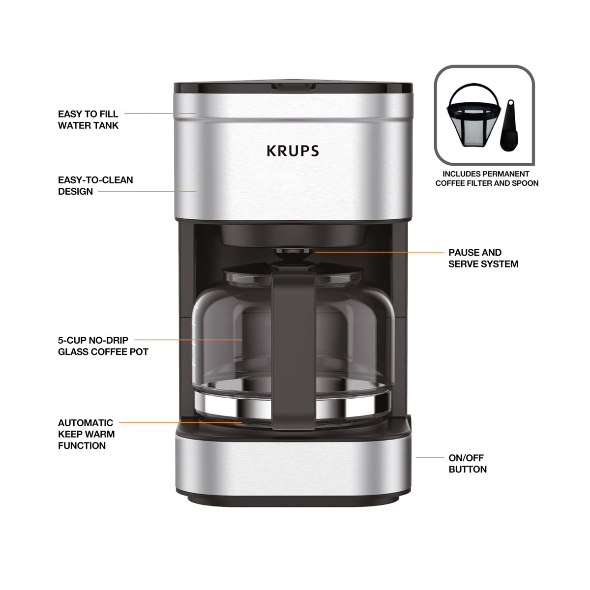5 Cup Stainless Steel Coffee Maker I387846