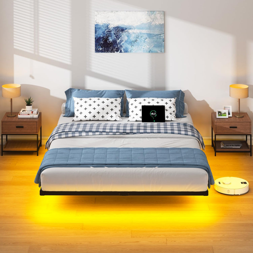 8 inch Floating Bed Frame Full with Charging Station X310
