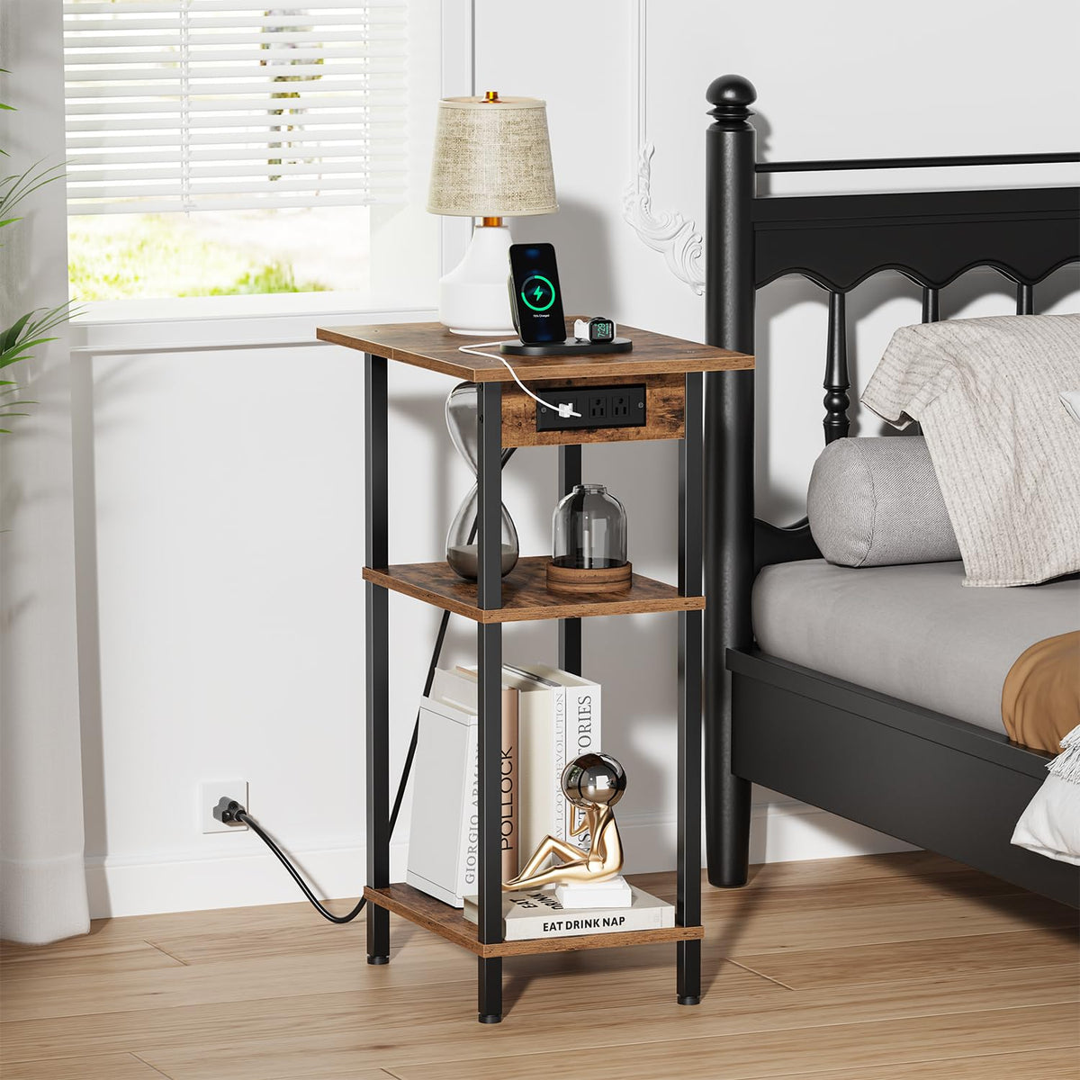 Tall End Table with Charging Station S8299