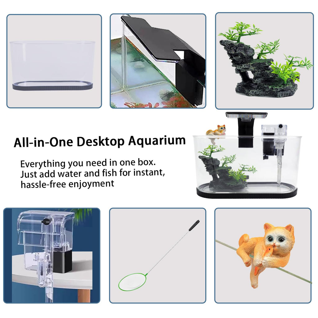 2 Gallon Fish Tank Kit with Filter and Light W8128