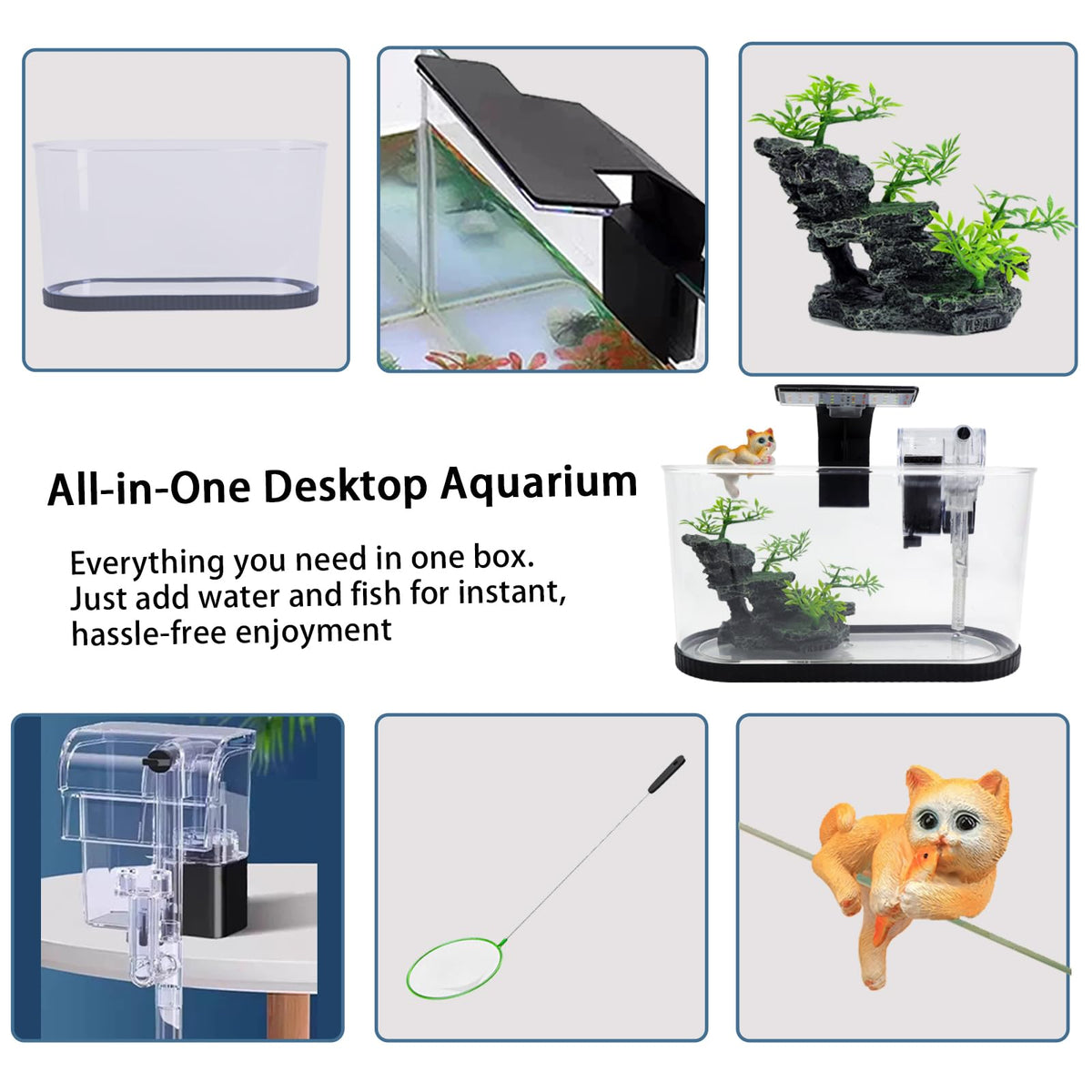 2 Gallon Fish Tank Kit with Filter and Light W8128