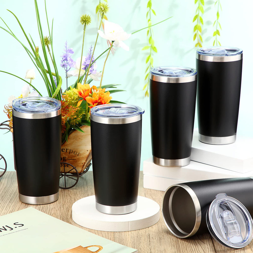 36 Pack Stainless Steel Tumblers with Lids, 20 oz, Black B852