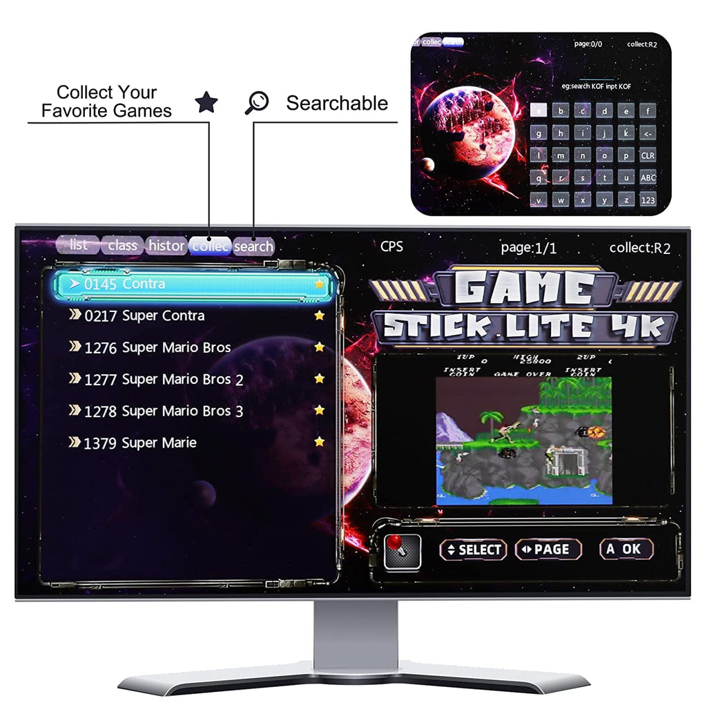 Black Wireless Retro Game Console with 2.4G Controllers N1745