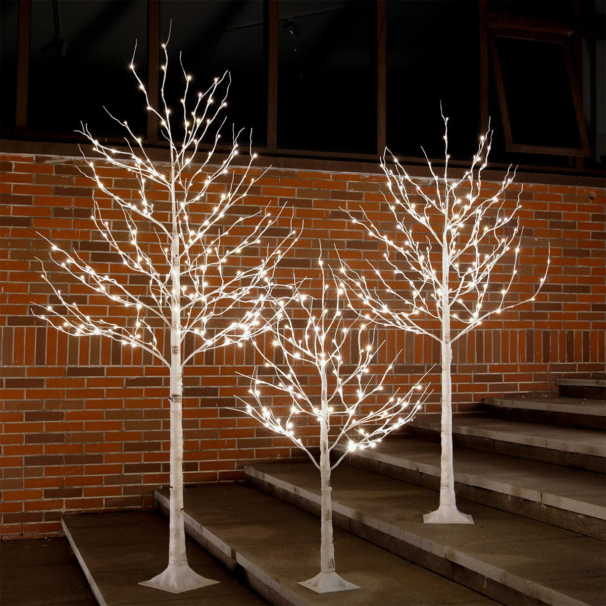 Lighted Birch Tree Set 4ft 6ft 8ft 512 Warm White LEDs Y1073