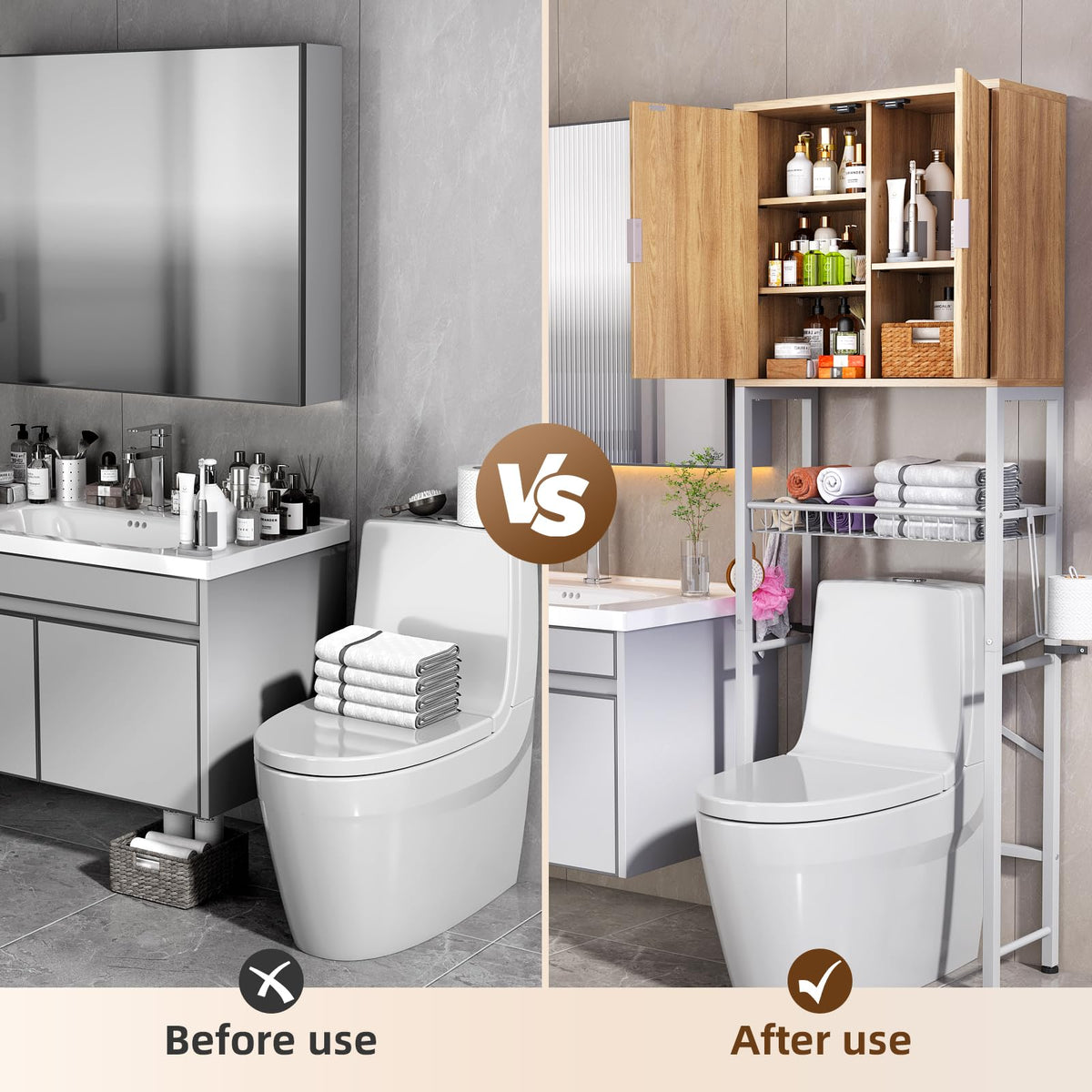 Over The Toilet Storage Cabinet with Adjustable Shelf Y80723