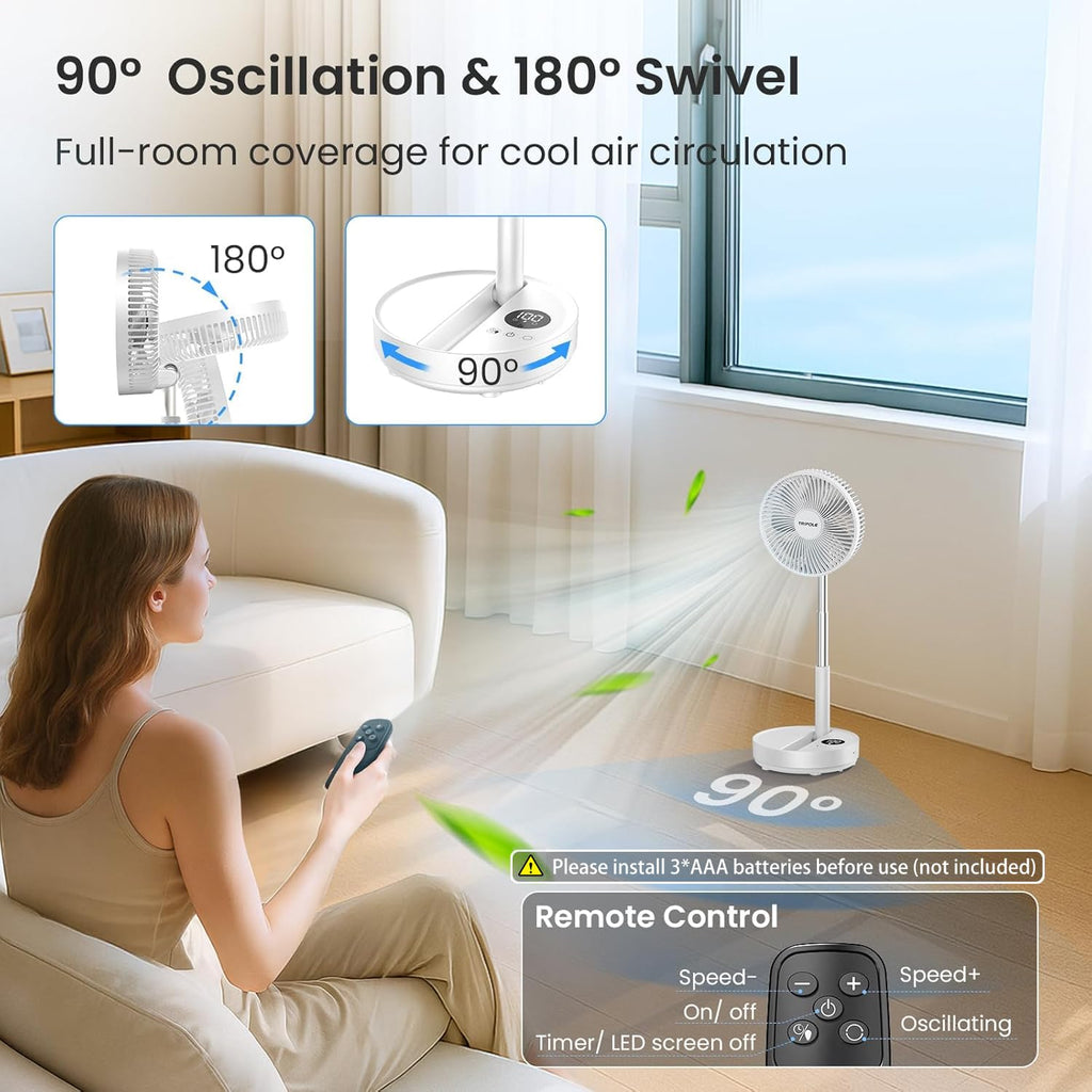 Portable Rechargeable Oscillating Standing Fan A721582