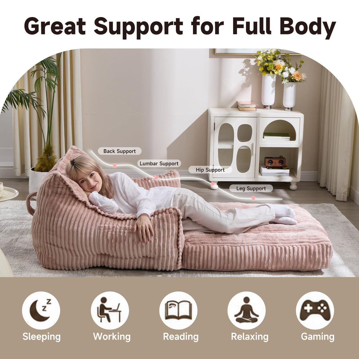 2 in 1 Folding Sofa Bed Pink H8590