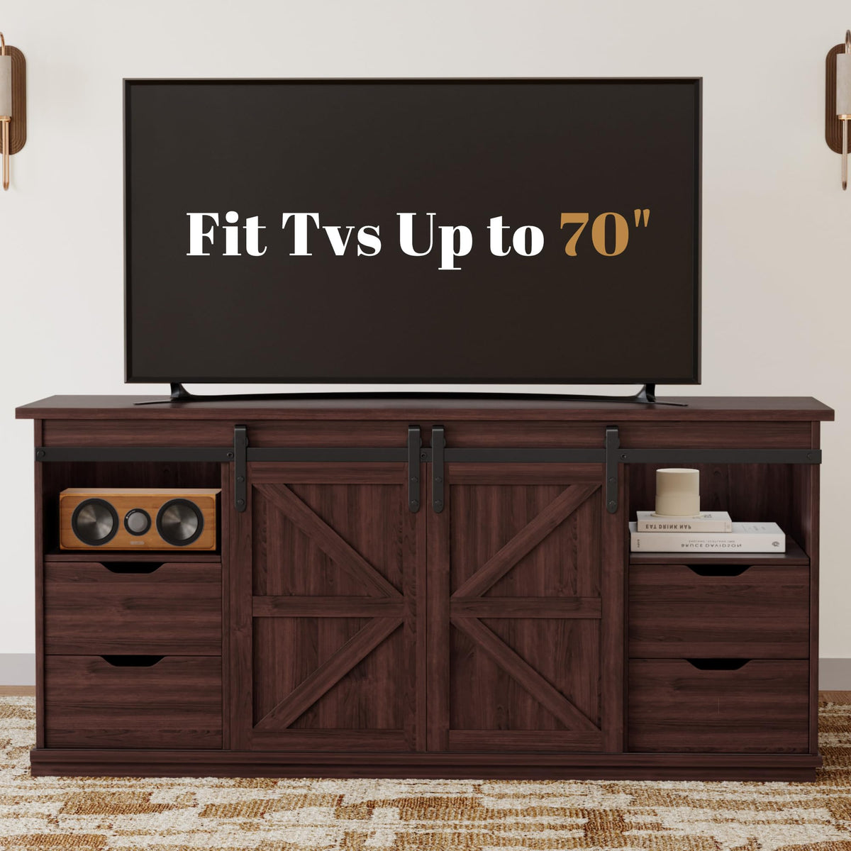 58" 4 Drawers Espresso TV Stand R86644
