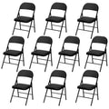 Black Padded Folding Chairs 10 Pack with Cushion and Back Q5049