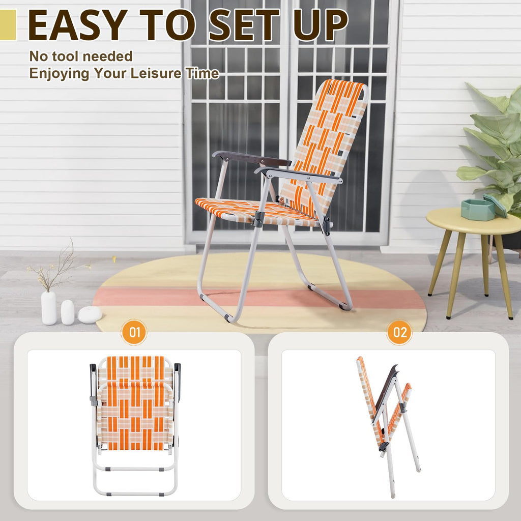 Folding Webbed Chair Set of 2 Steel Frame 300lbs Capacity S906142