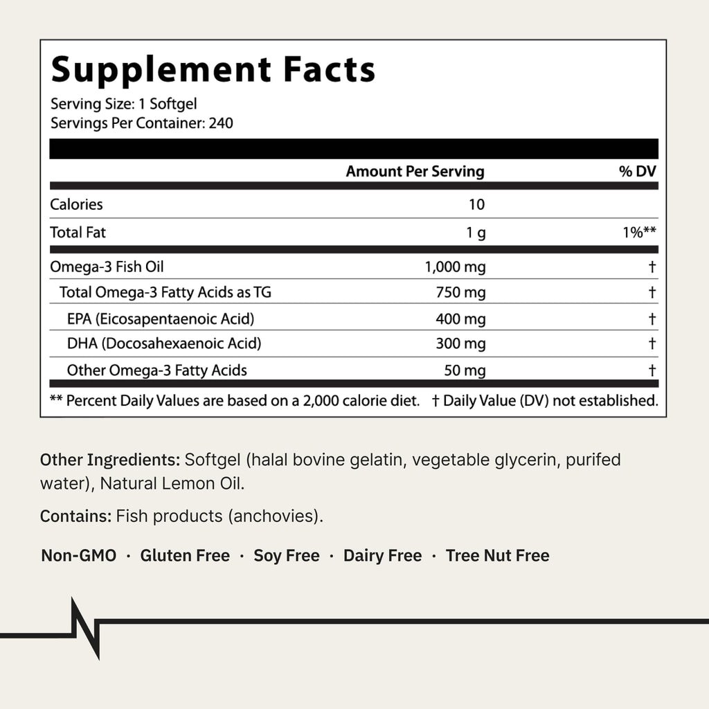 Omega-3 Fish Oil 1000mg 240 Softgels O230649