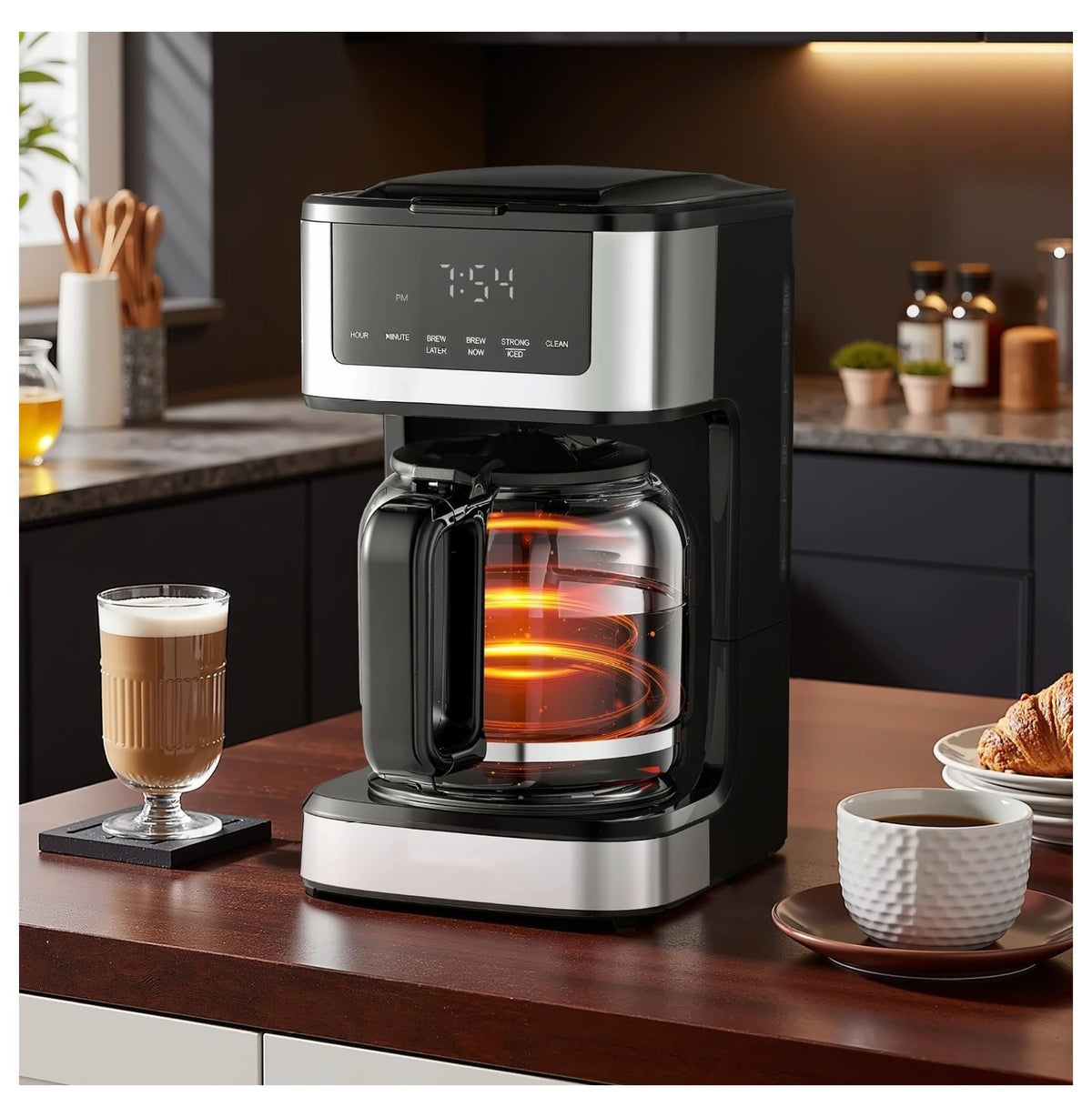 12 Cup Programmable Drip Coffee Maker with Touch Screen S7381