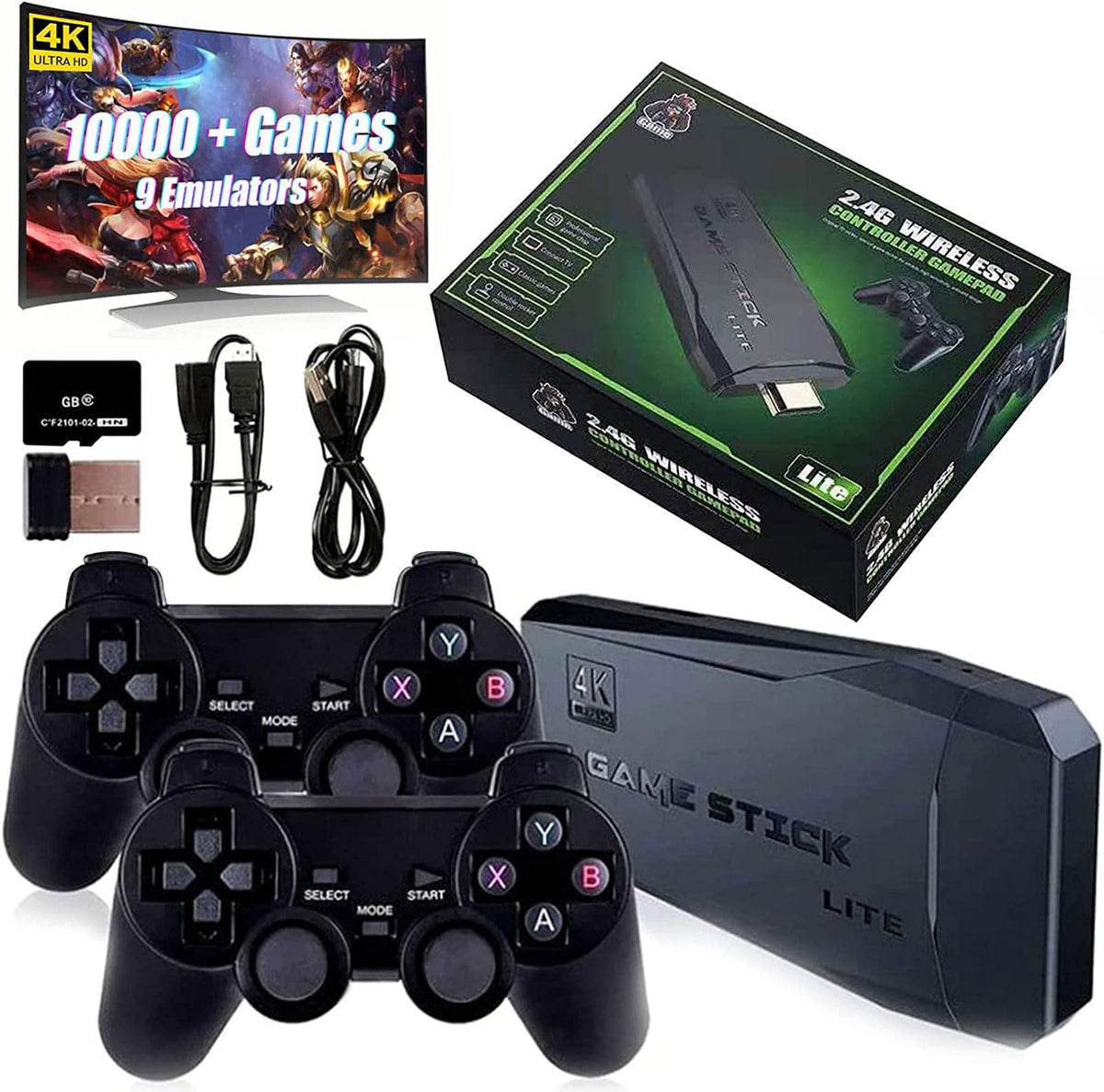 Black Wireless Retro Game Console with 2.4G Controllers N1745