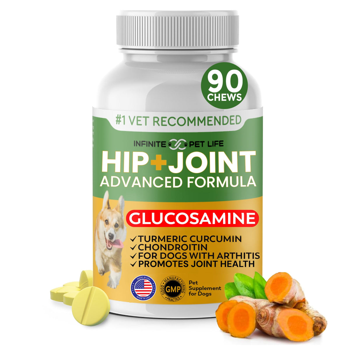 Hip and Joint Supplement for Dogs 90 Chewable Tablets X336987