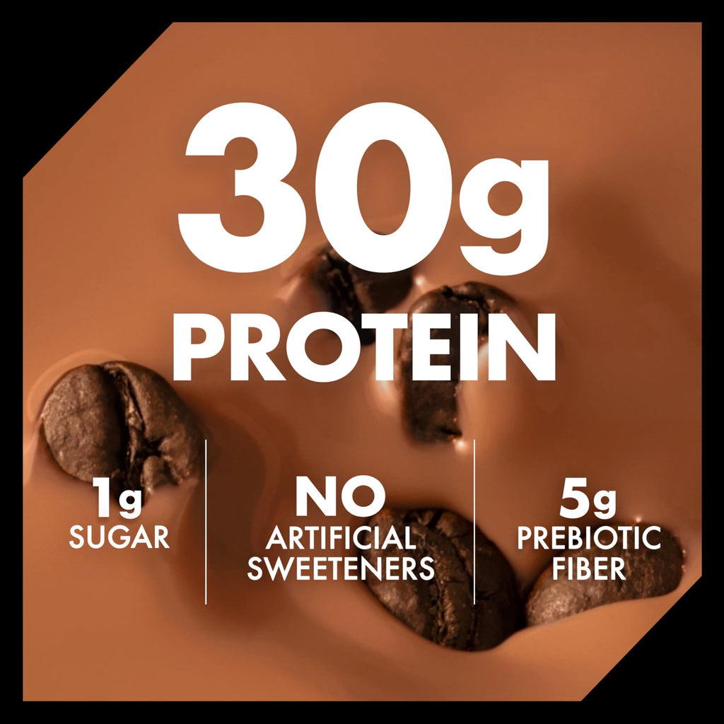 30g Protein Shake, Mocha Latte, 5g Prebiotic Fiber, 12 fl oz Bottle, 12 Count K3808