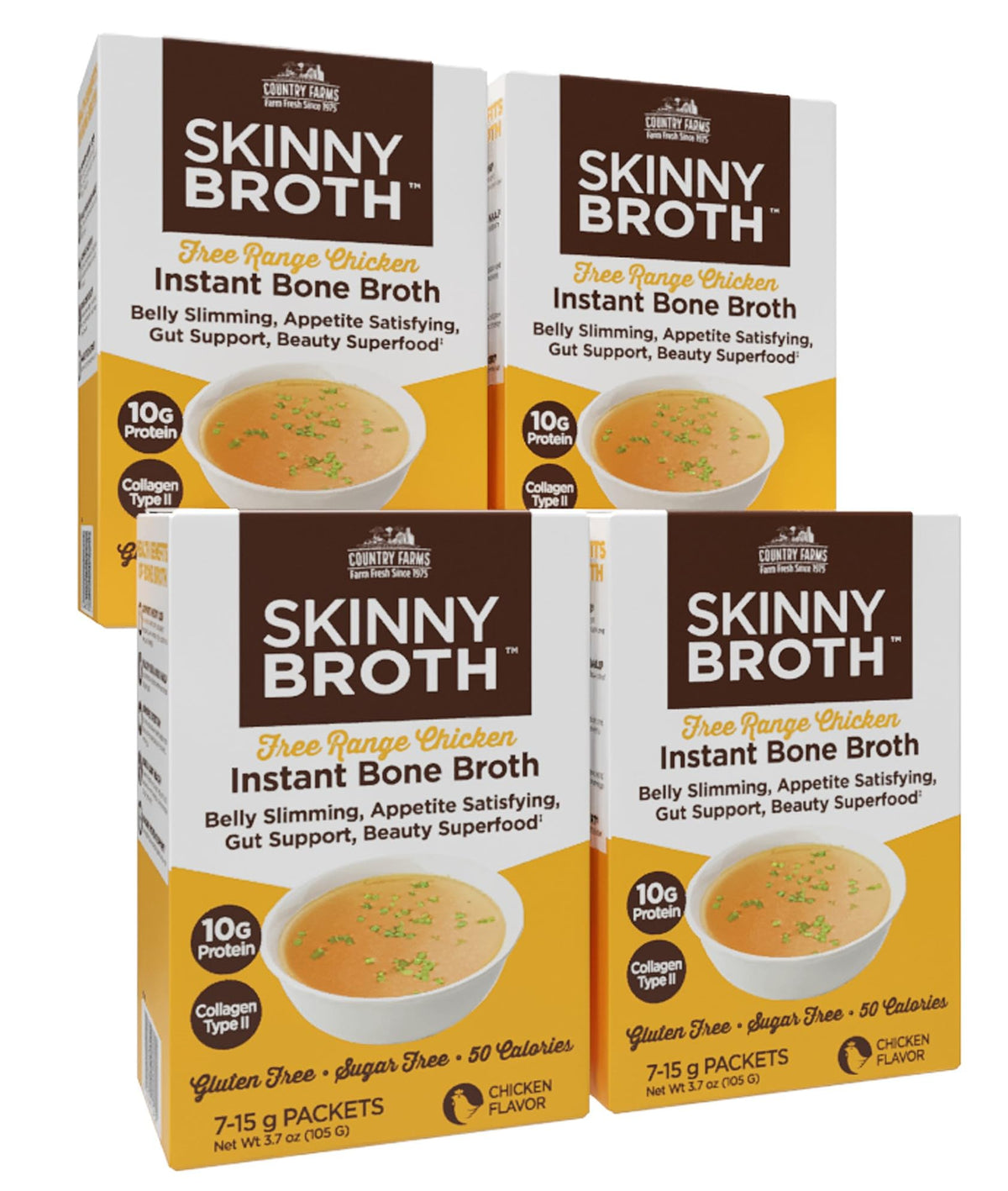 Instant Chicken Bone Broth 10G Protein Collagen Type II 4 Pack N393