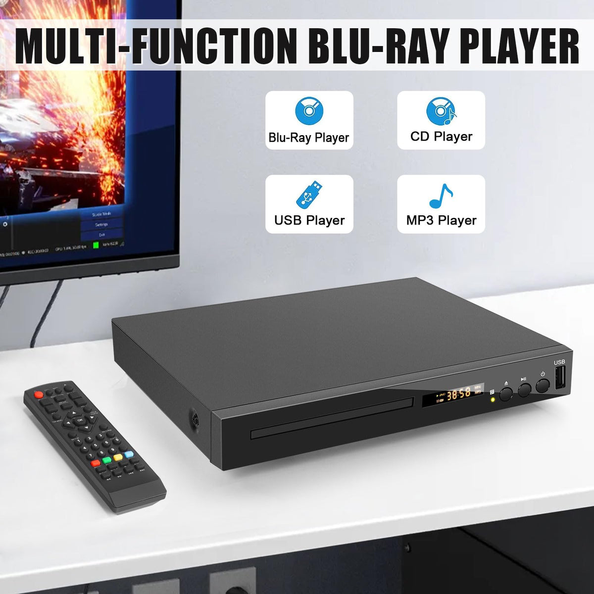 Blu Ray DVD CD Player with HDMI AV Coaxial Output F67033