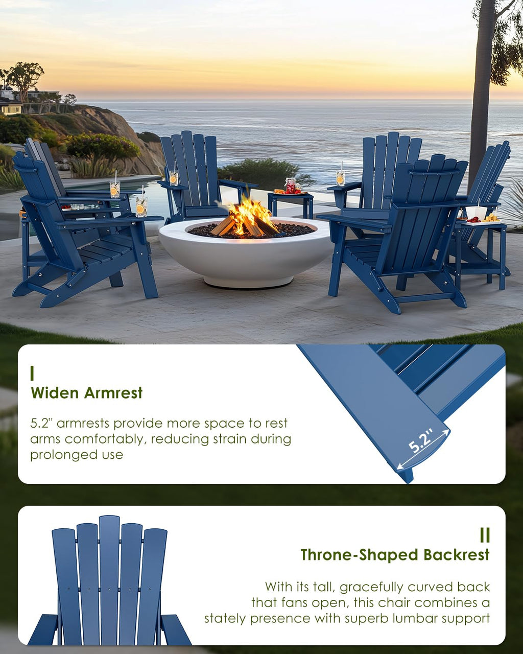 Blue Folding Adirondack Chairs Set of 2 H990