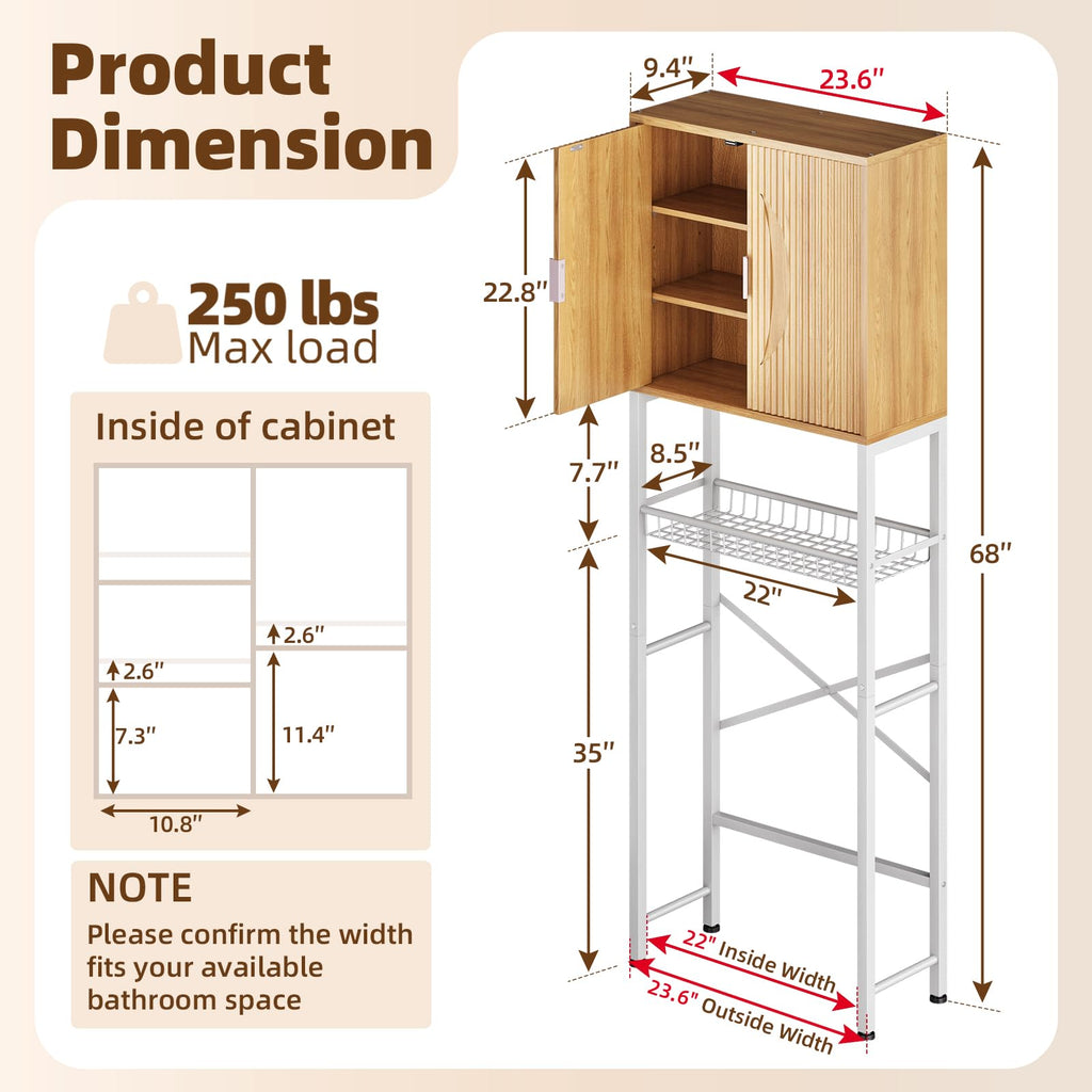 Over The Toilet Storage Cabinet with Adjustable Shelf Y80723
