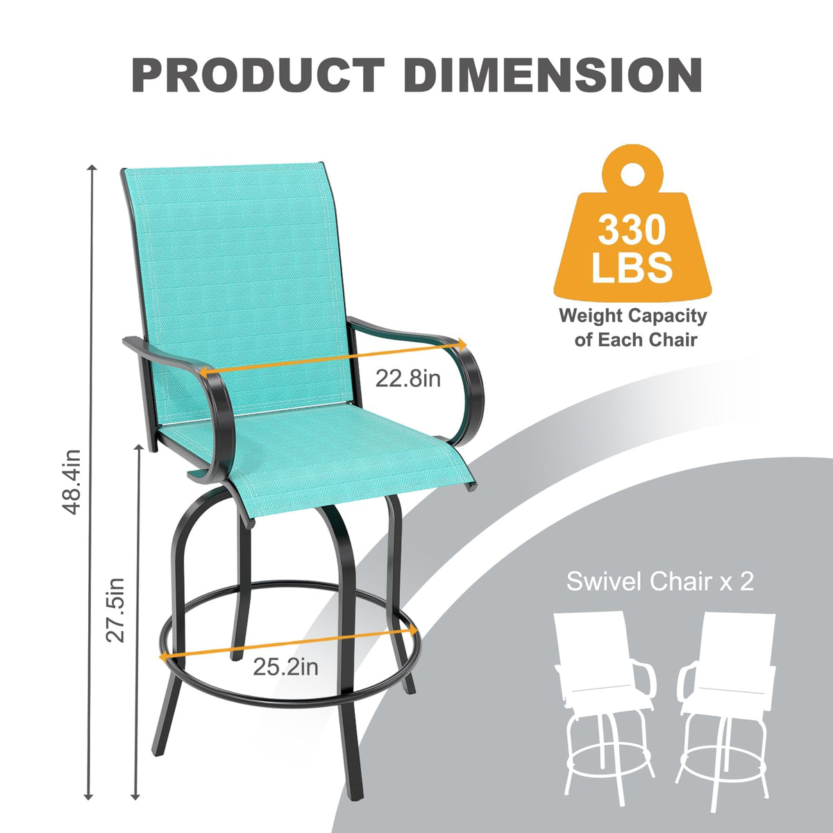 2 Piece 27.5" Patio Swivel Bar Stools K6905