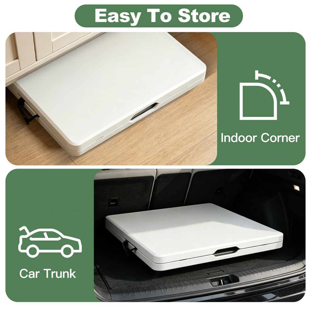 6FT Folding Plastic Utility Table with Carrying Handle, White U3499