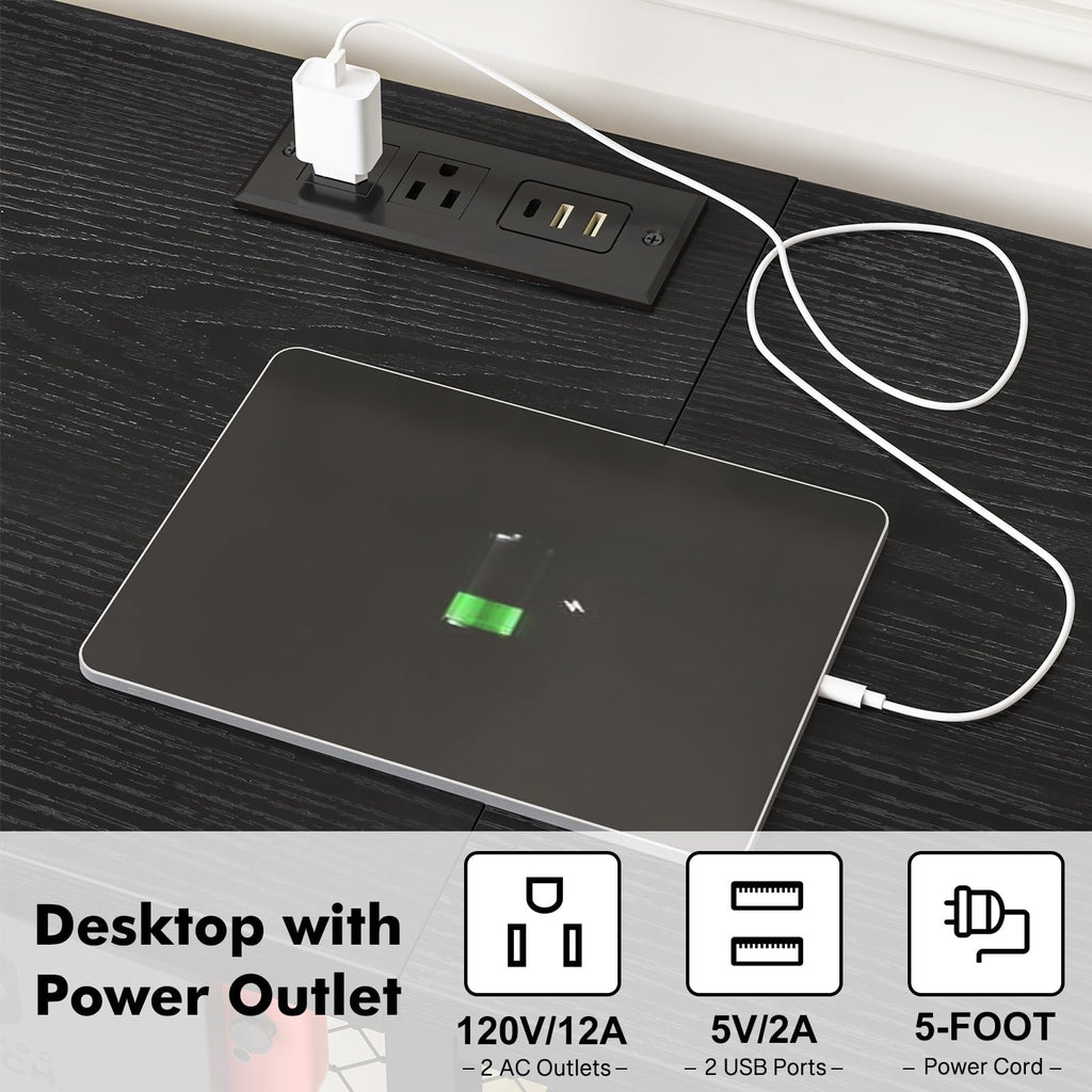 Black TV Stand with Outlets C46295