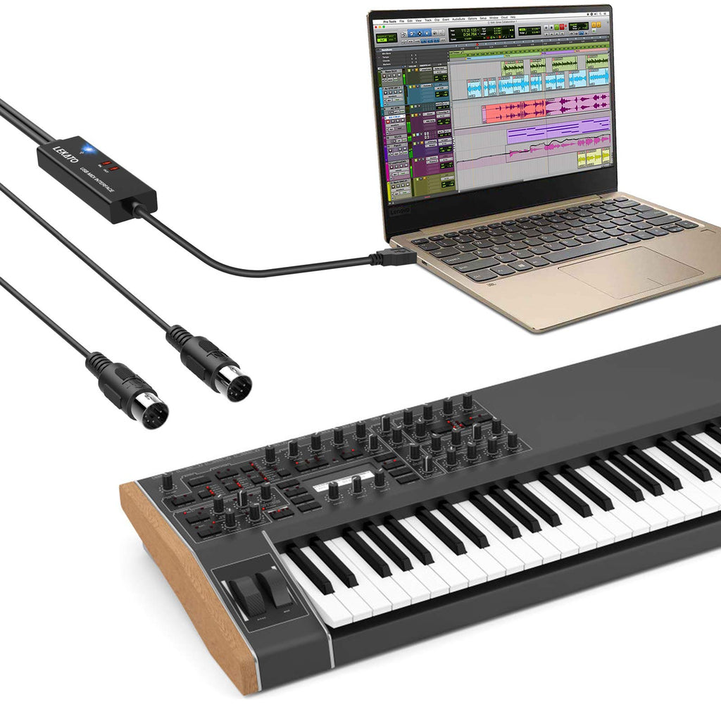 USB MIDI Cable 6.5Ft with Input & Output Q288