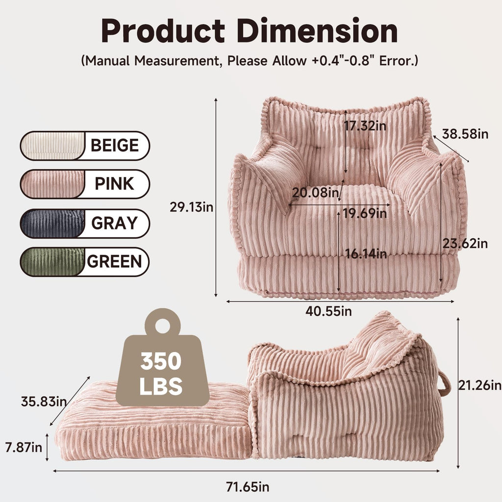 2 in 1 Folding Sofa Bed Pink H8590