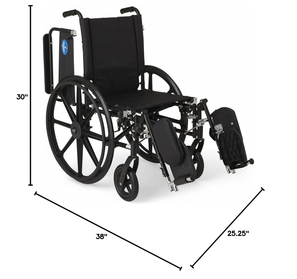 Lightweight Wheelchair with Swing-Back Desk-Length Arms and Elevating Leg Rests B208
