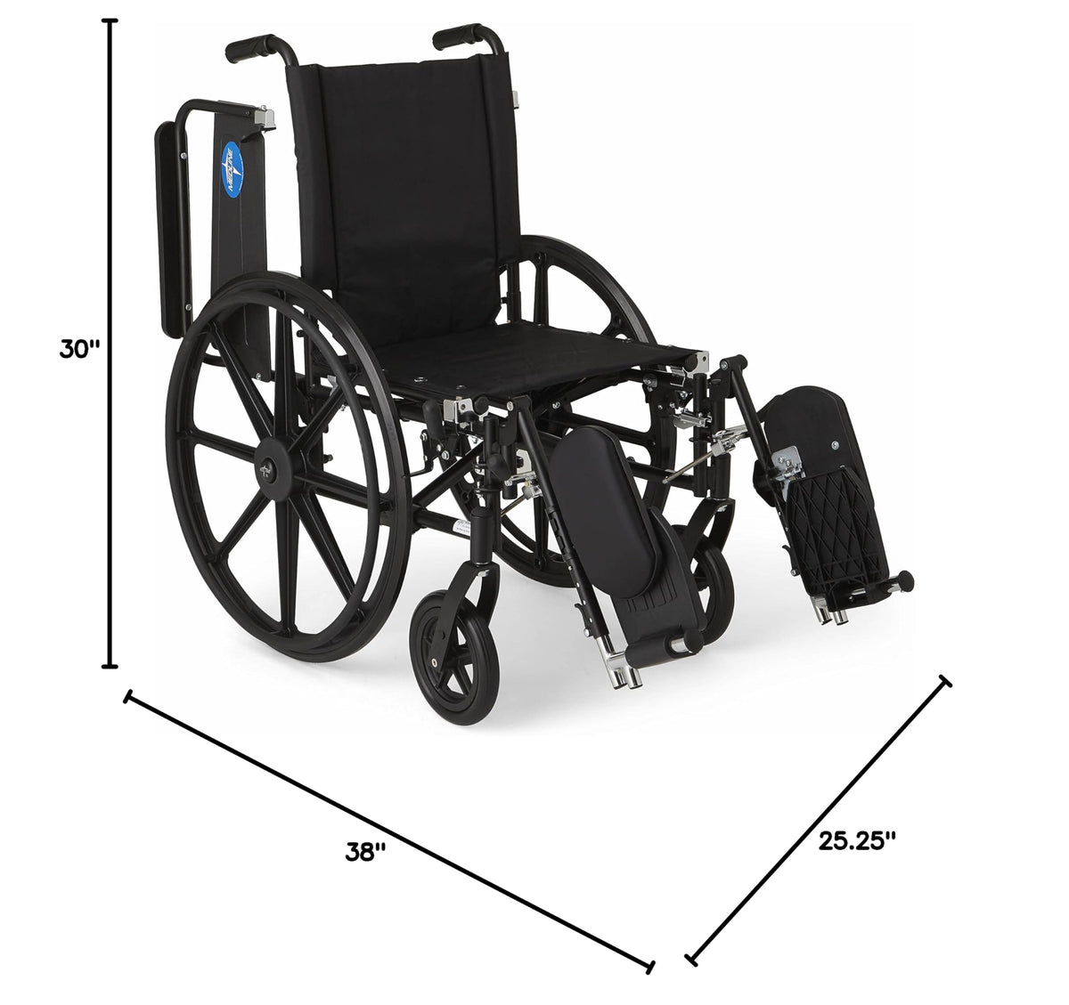 Lightweight Wheelchair with Swing-Back Desk-Length Arms and Elevating Leg Rests B208