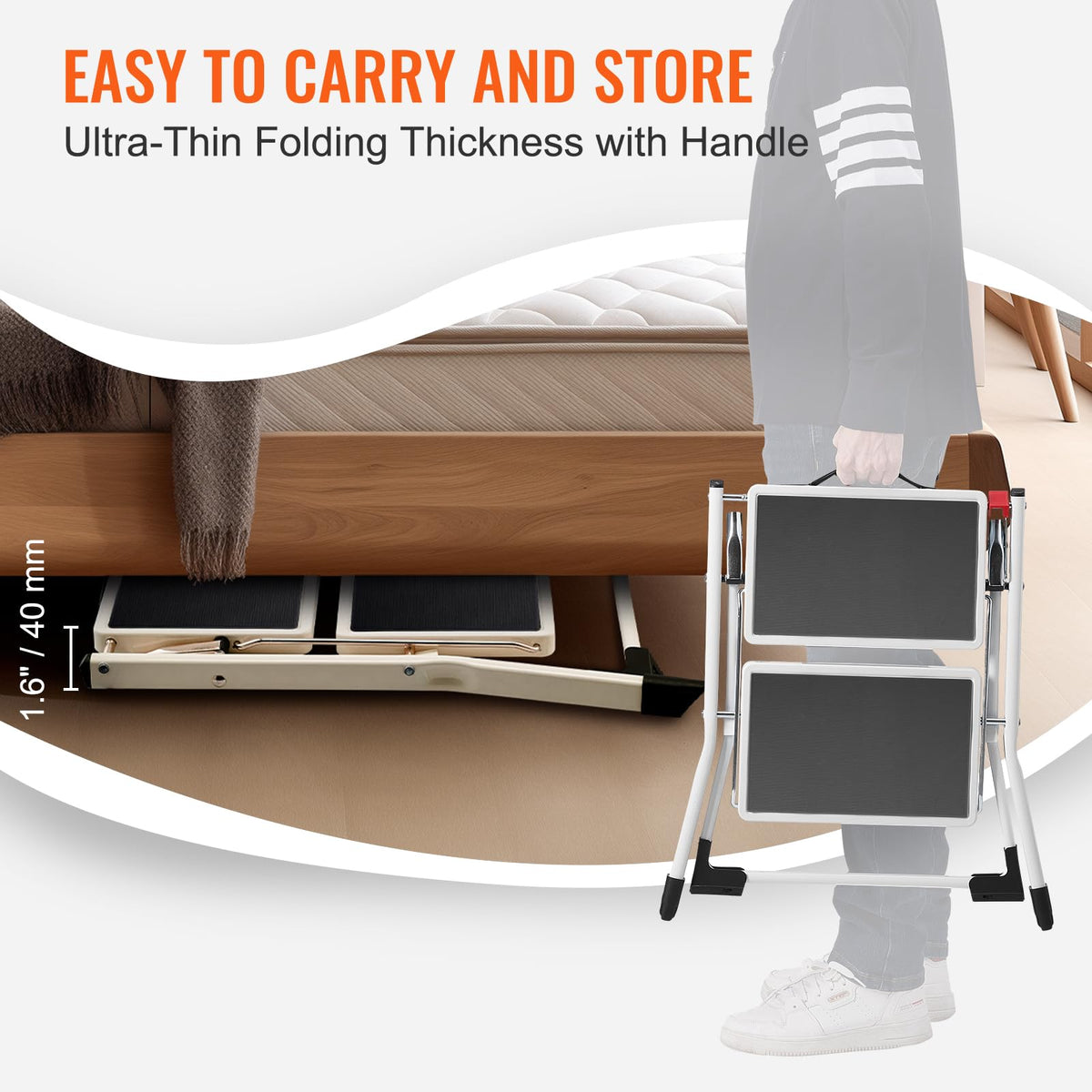2-Step 330lbs Capacity Folding Steel Step Stool R991