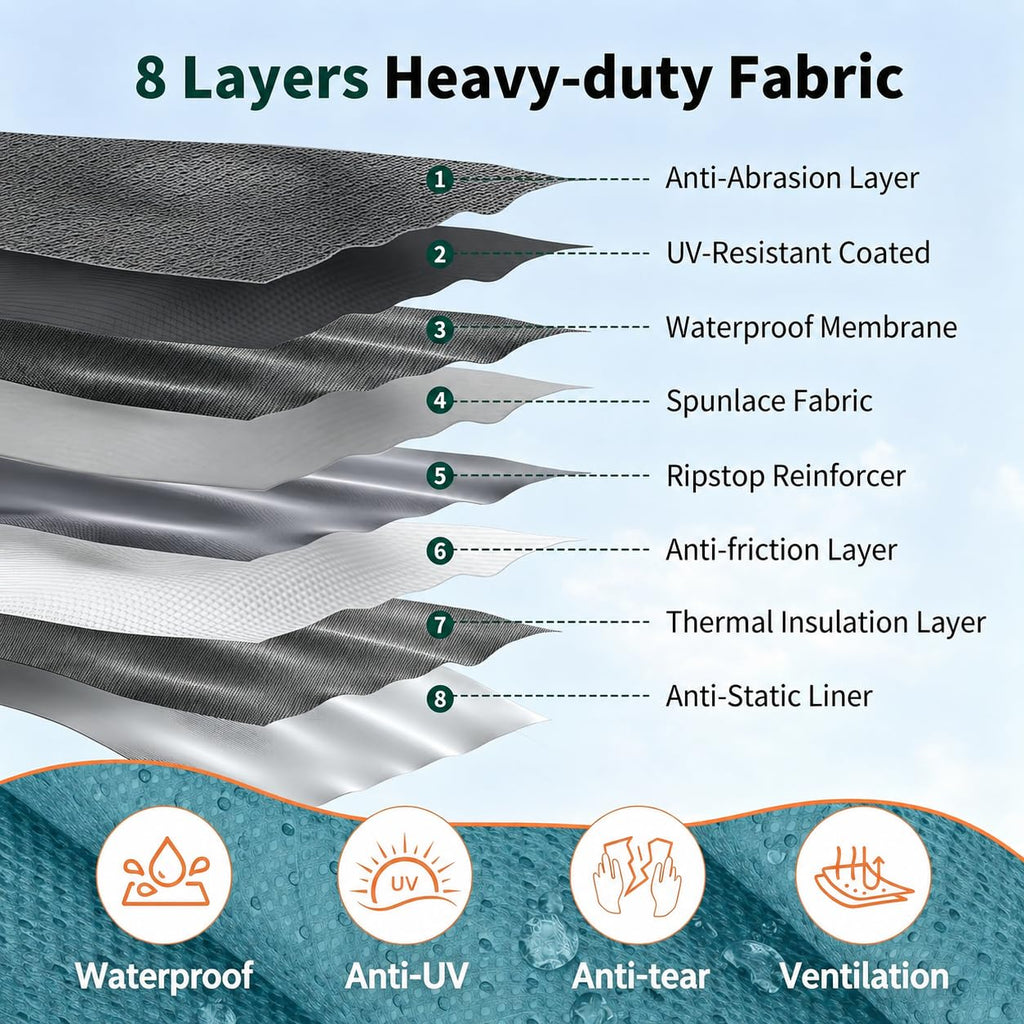 24-27FT 8 Layers Windproof RV Cover with Tire Cover K338