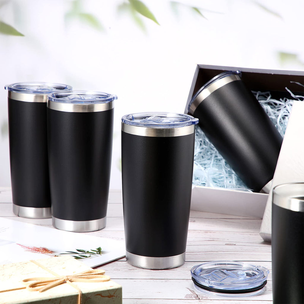 36 Pack Stainless Steel Tumblers with Lids, 20 oz, Black B852